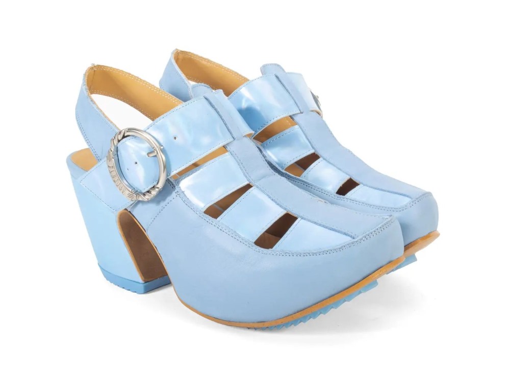John Fluevog Gator - Blue | Slingback Fisherman Platforms