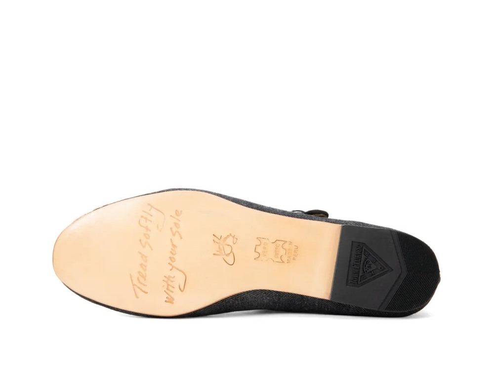 John Fluevog Pirouette - Black Denim | Mary Jane Ballet Flats