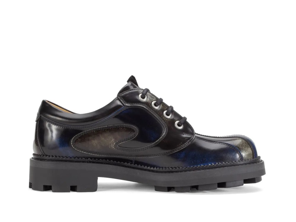 John Fluevog Supervog - Charcoal/Navy | Classic Lace-Up Derby Shoes