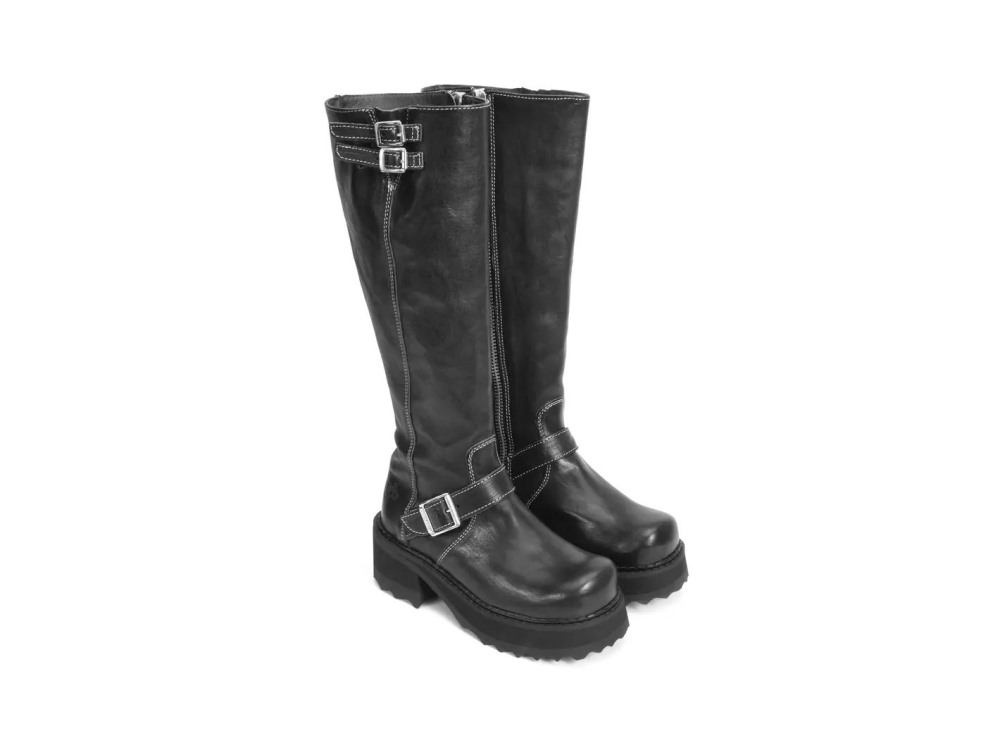 John Fluevog Bond Girl - Black | Tall Boots with Buckles
