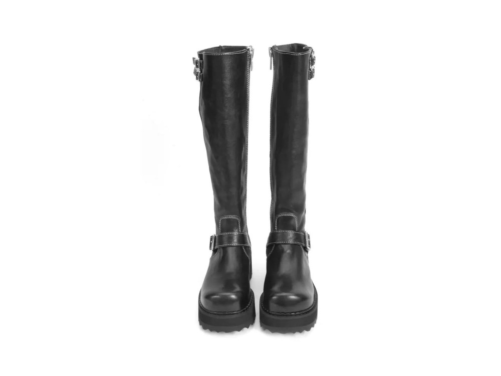 John Fluevog Bond Girl - Black | Tall Boots with Buckles