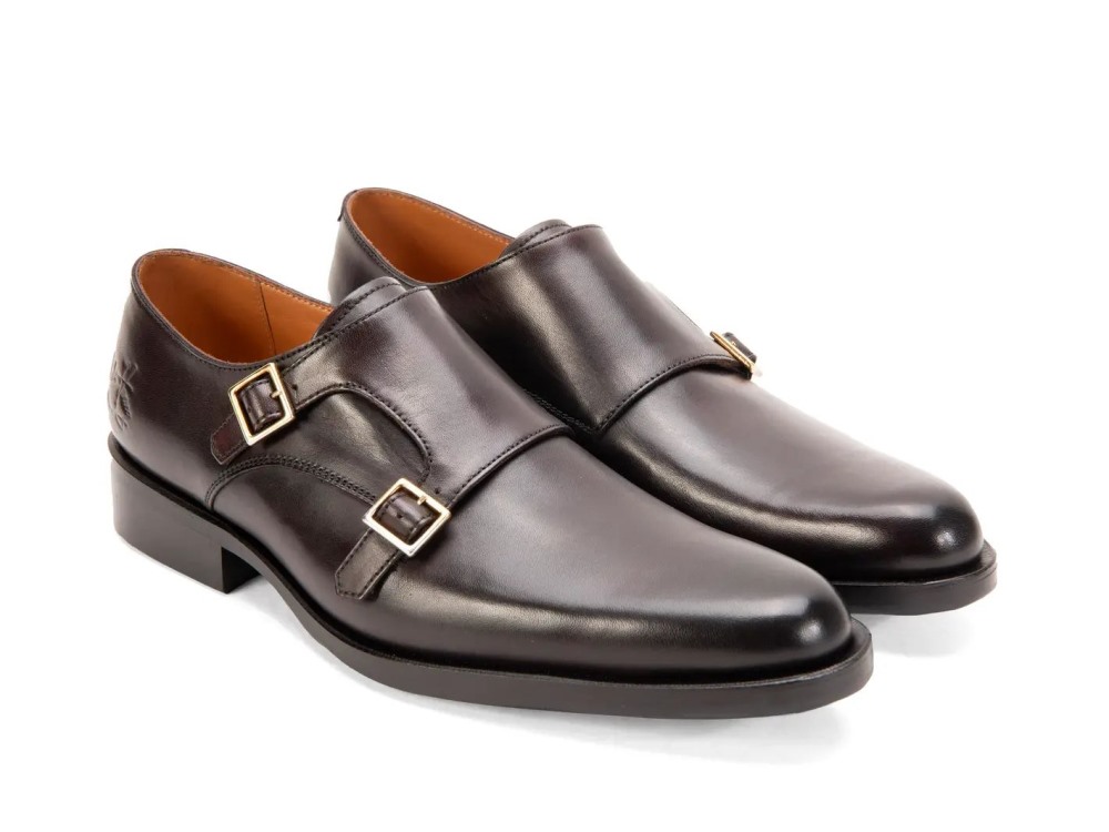 John Fluevog 205 Pine Street - Burgundy/Brown | Classic Double Monk Straps