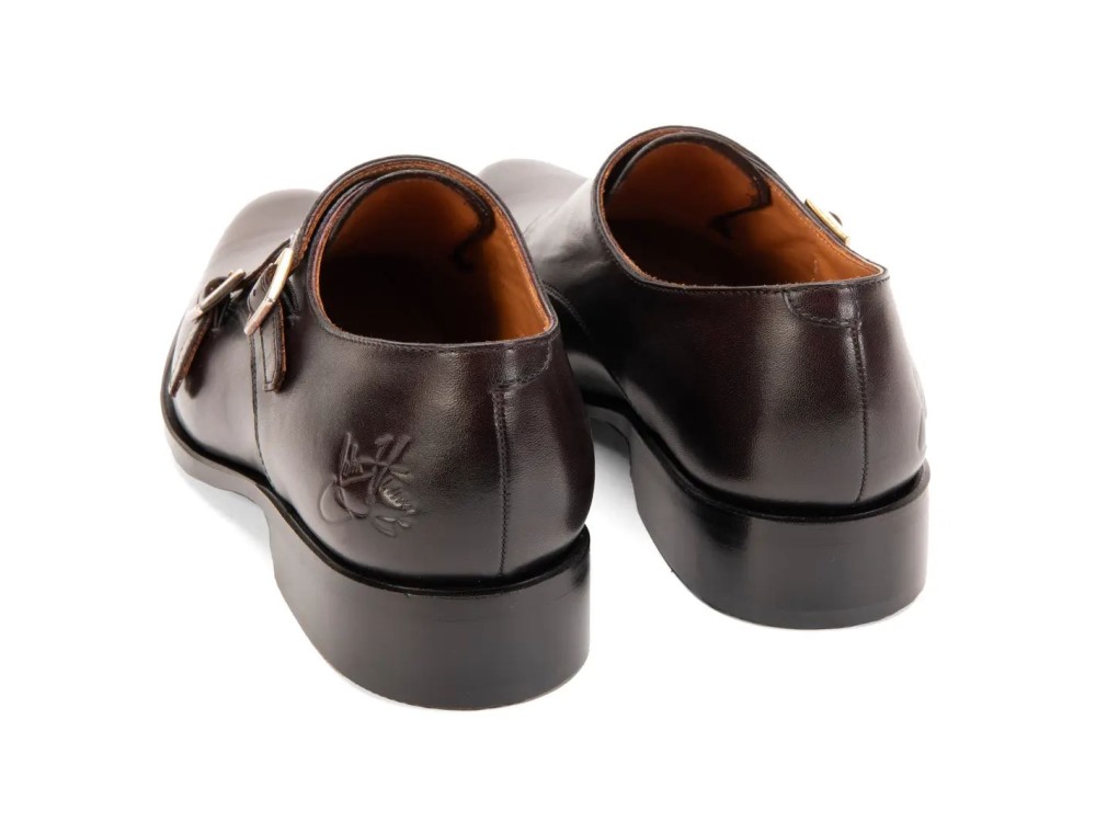 John Fluevog 205 Pine Street - Burgundy/Brown | Classic Double Monk Straps