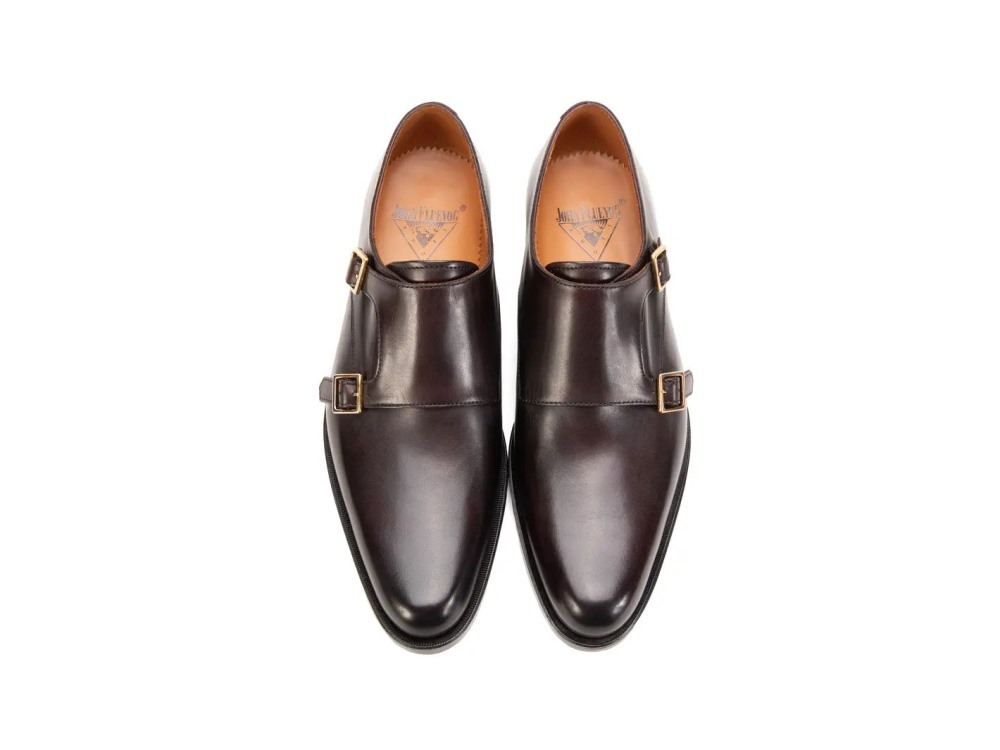 John Fluevog 205 Pine Street - Burgundy/Brown | Classic Double Monk Straps