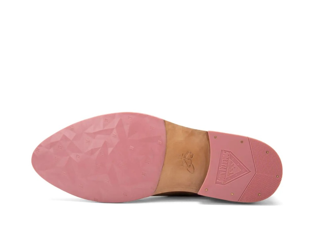 John Fluevog Edda - Brown/Pink | Leather Pointed Toe Brogue Oxfords
