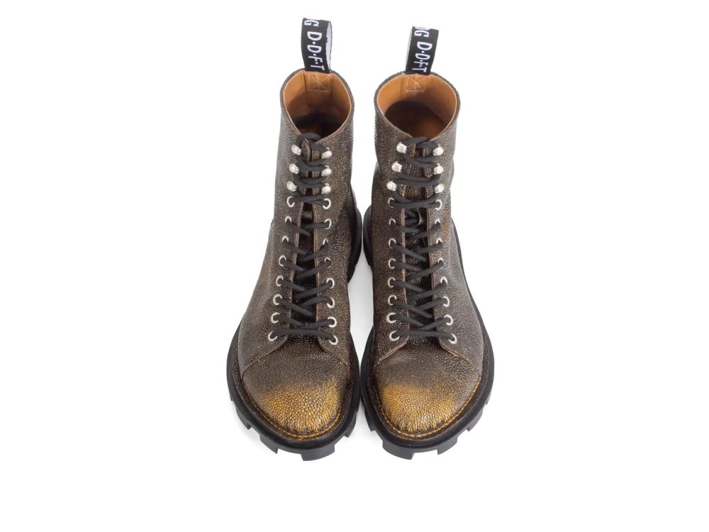 John Fluevog Sixfields - Yellow Pebble Brush Off | Lace-Up Combat Boots