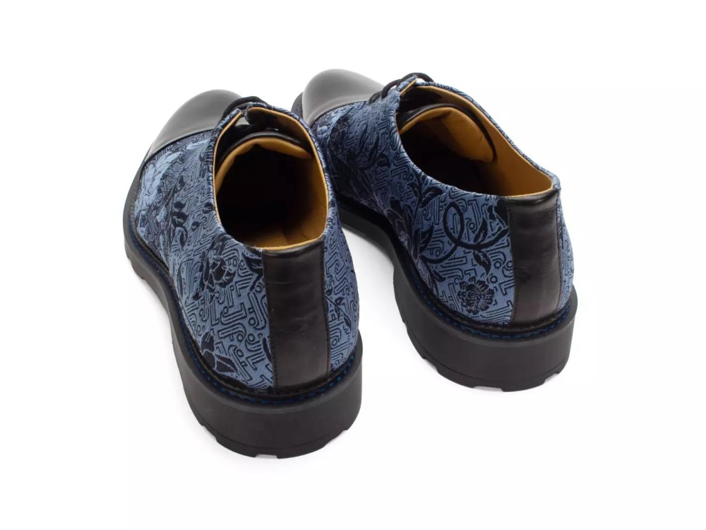 John Fluevog Oakland - Blue/Black | Classic Toe-Capped Derby Shoes