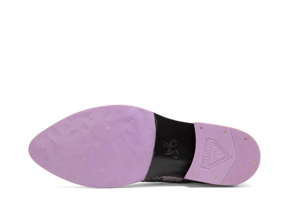 John Fluevog Edda - Weave Purple/Blue | Leather Pointed Toe Brogue Oxfords