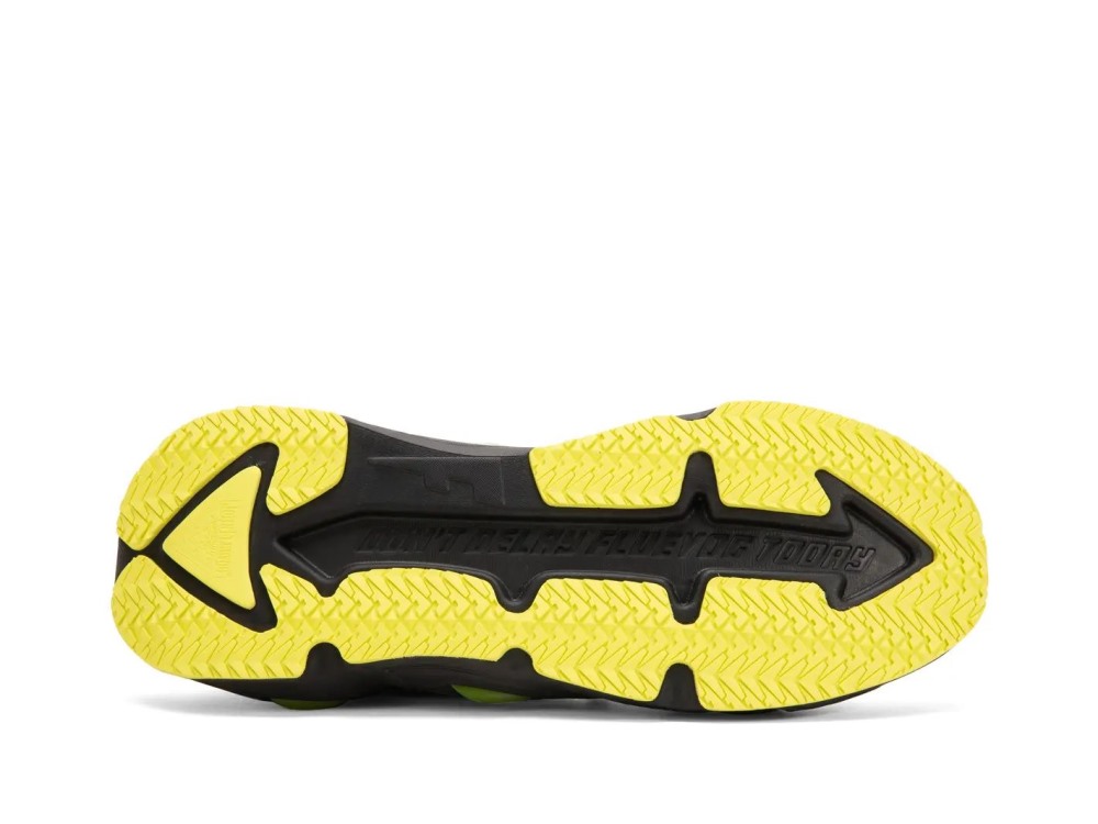 John Fluevog Velocity Prism - Grey/Neon Yellow | Breathable Knit Sneakers