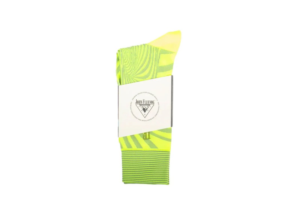 John Fluevog Ford Vog Socks - Neon Yellow/Grey | Optical illusion sock