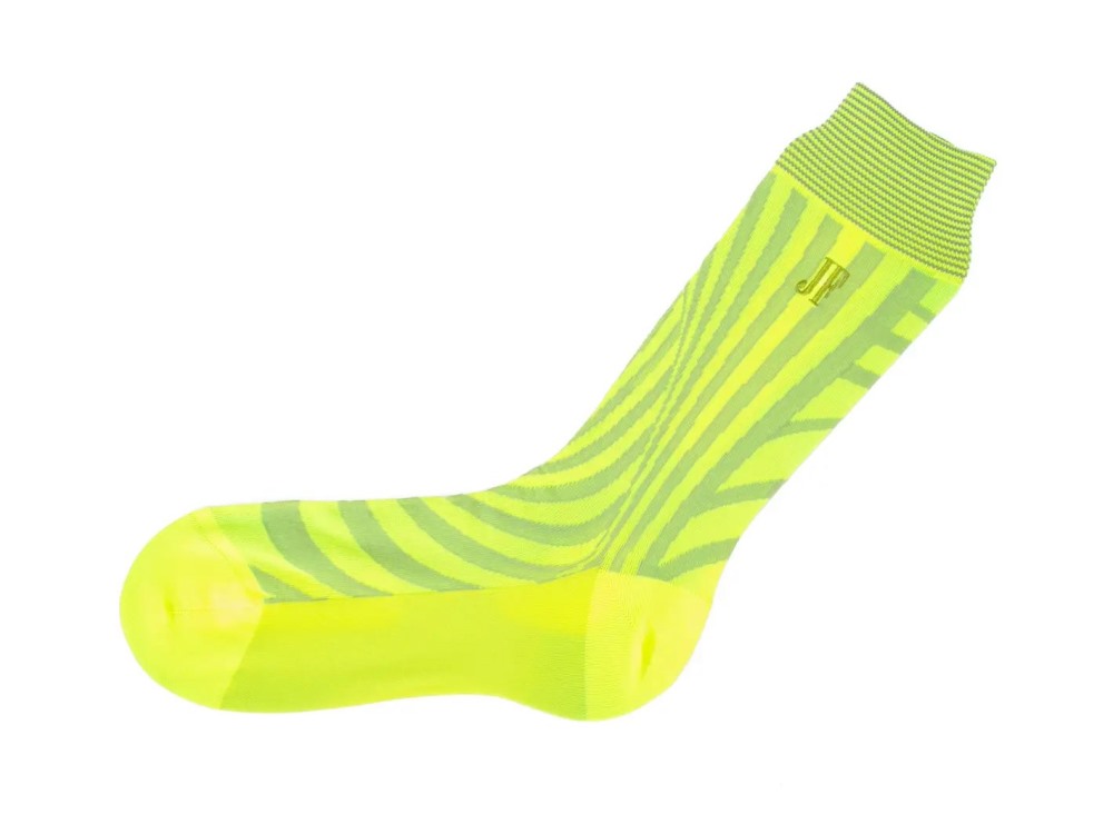 John Fluevog Ford Vog Socks - Neon Yellow/Grey | Optical illusion sock