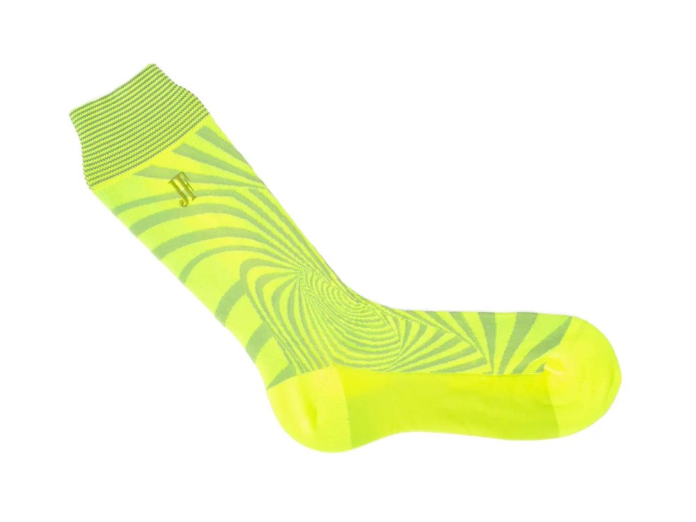 John Fluevog Ford Vog Socks - Neon Yellow/Grey | Optical illusion sock