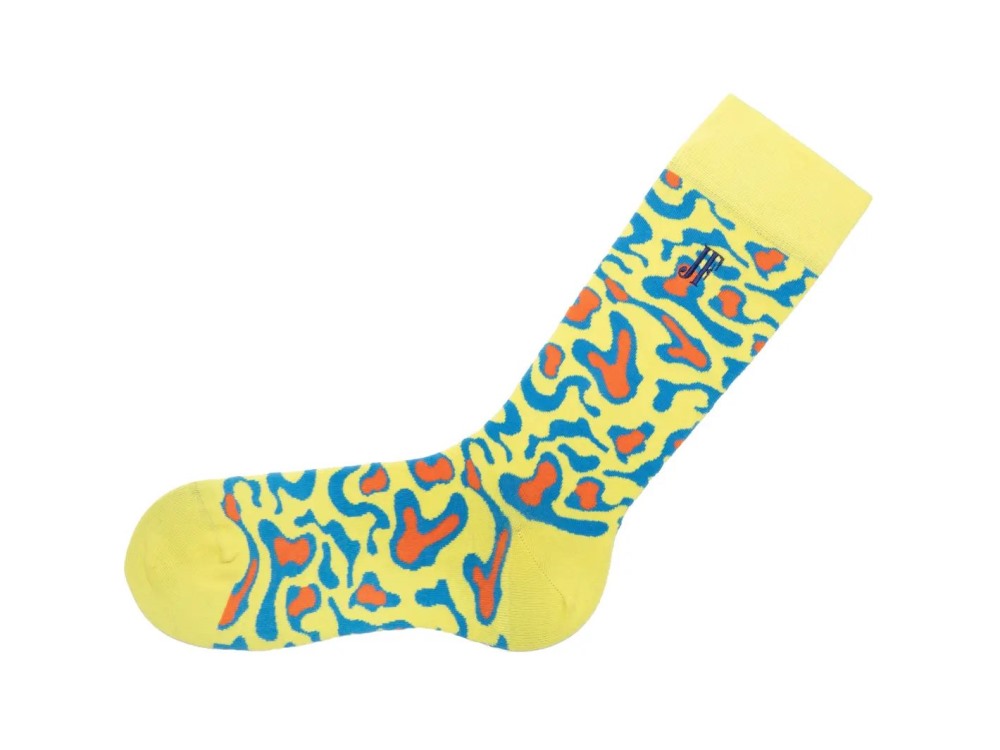 John Fluevog Walter Carl Vog Socks - Yellow/Blue | Swirly Blob Socks