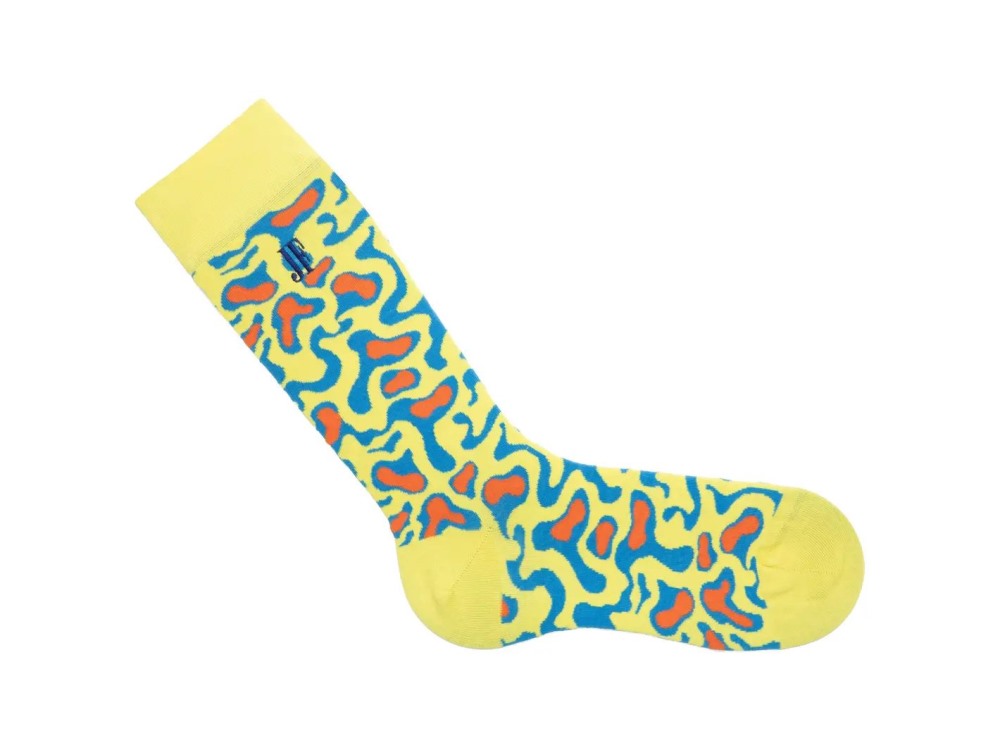 John Fluevog Walter Carl Vog Socks - Yellow/Blue | Swirly Blob Socks