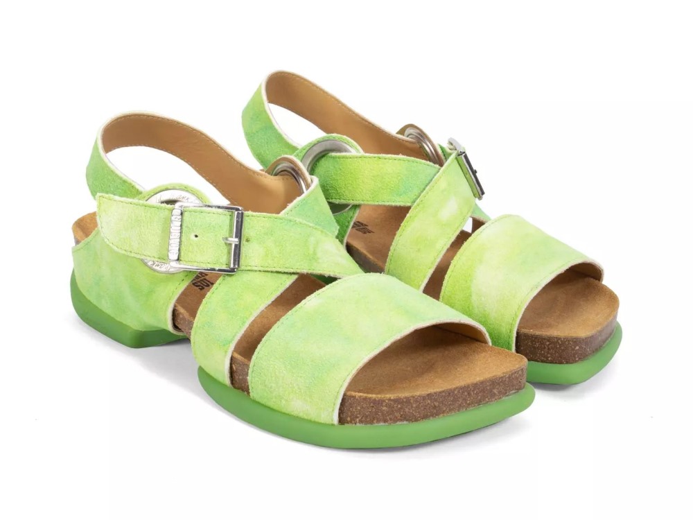 John Fluevog Earley - Green Tie-Dye | Leather Strap Sandals