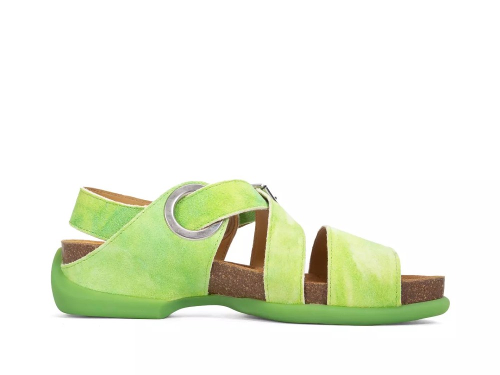 John Fluevog Earley - Green Tie-Dye | Leather Strap Sandals