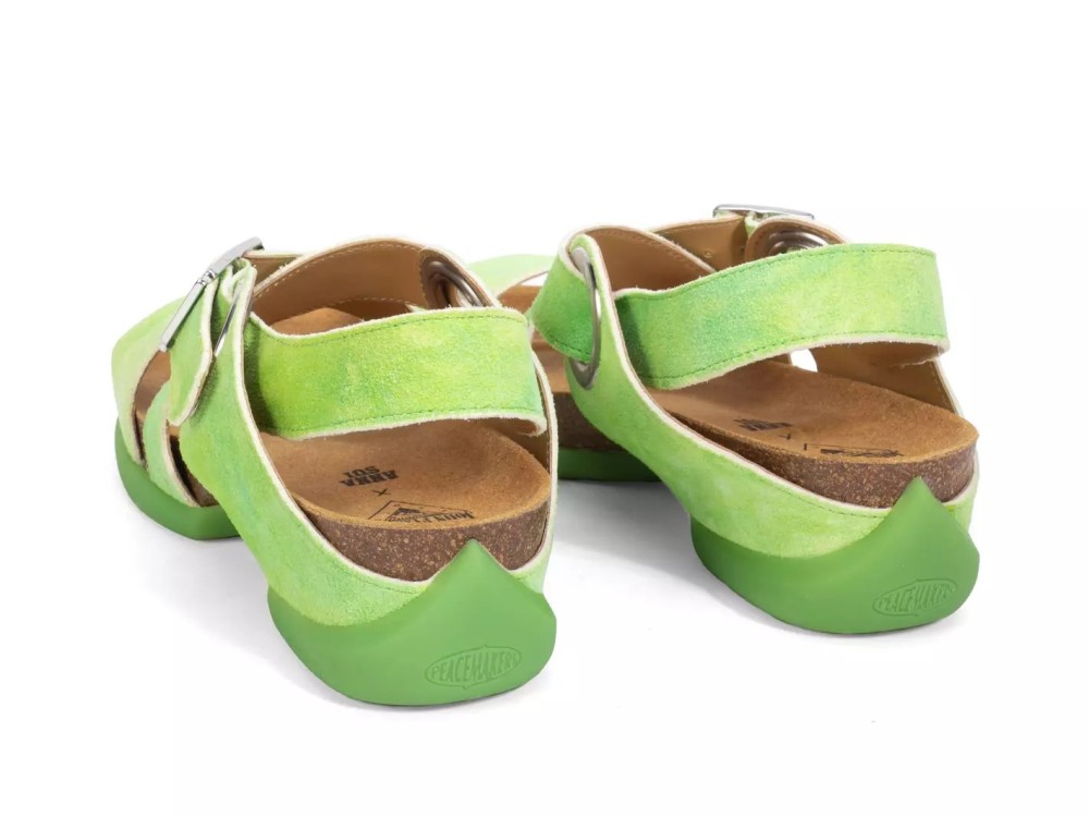 John Fluevog Earley - Green Tie-Dye | Leather Strap Sandals