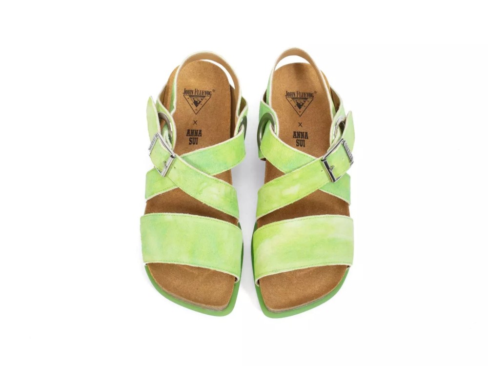 John Fluevog Earley - Green Tie-Dye | Leather Strap Sandals
