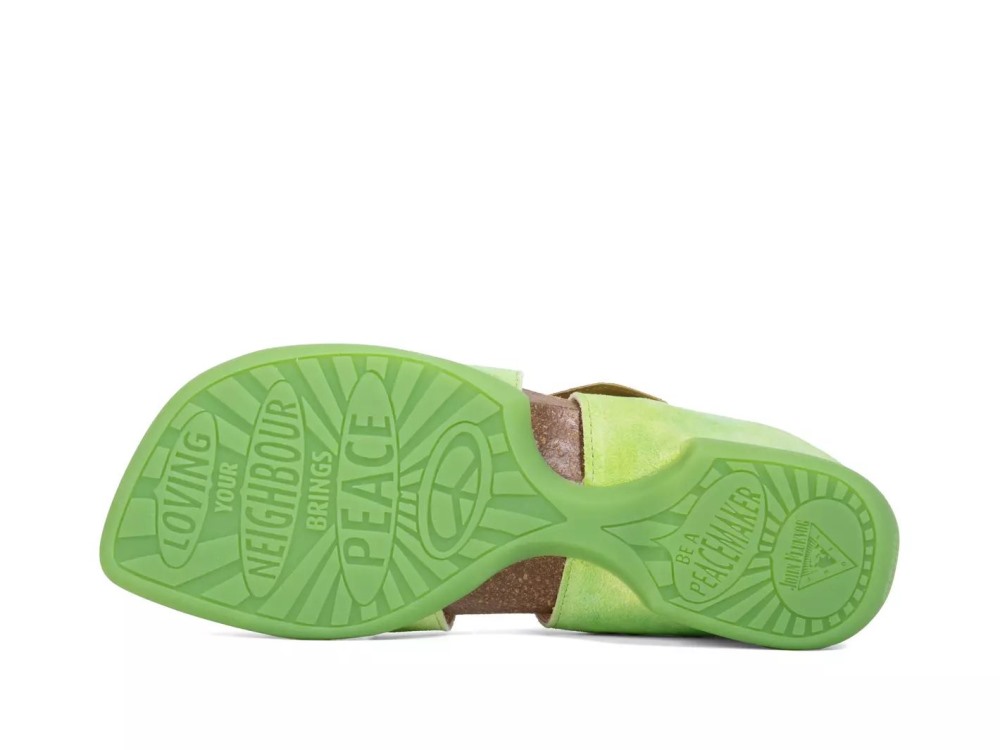 John Fluevog Earley - Green Tie-Dye | Leather Strap Sandals