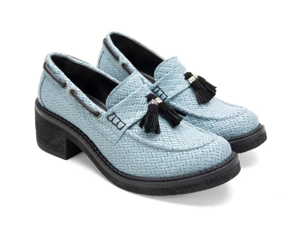 John Fluevog Rover - Blue | Tassel Loafer Heels