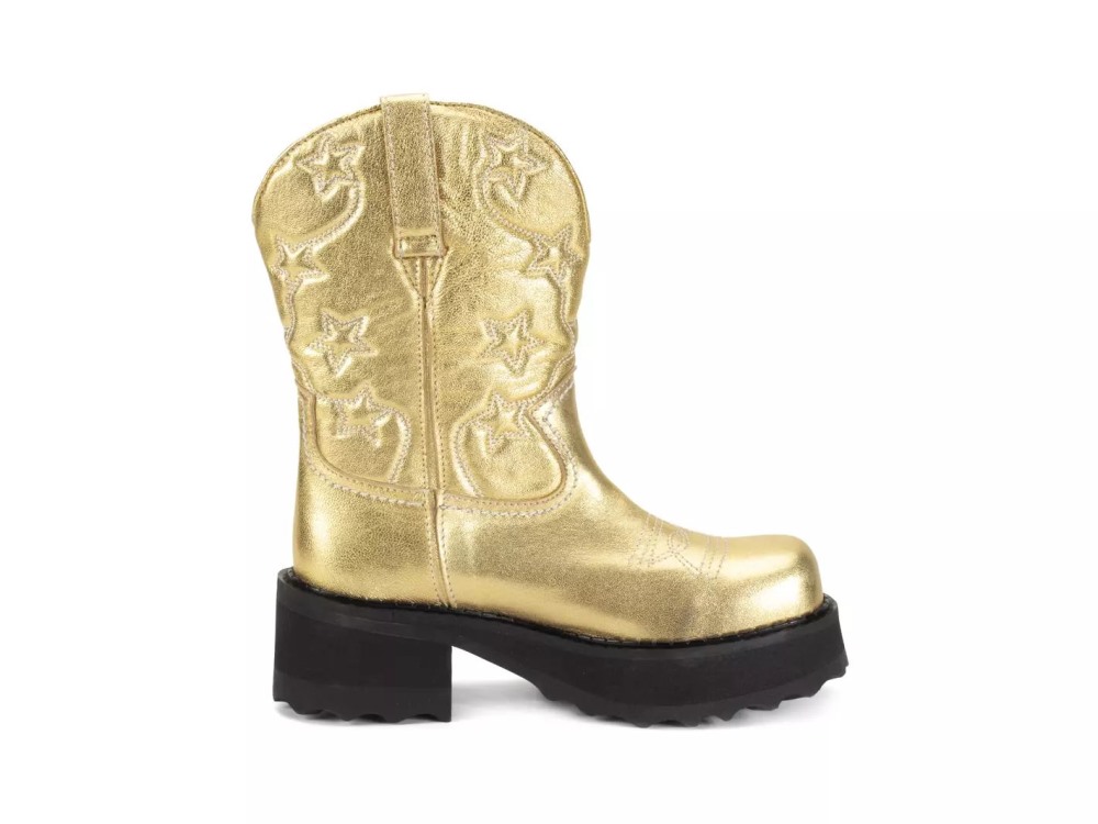 John Fluevog Ankle Cowboy - Gold | Platform Ankle Cowboy Boots