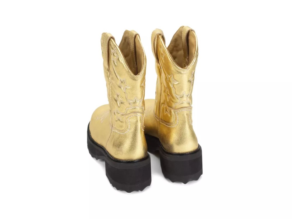 John Fluevog Ankle Cowboy - Gold | Platform Ankle Cowboy Boots