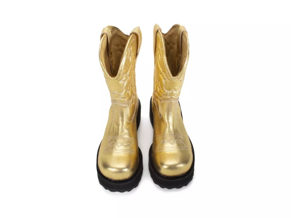 John Fluevog Ankle Cowboy - Gold | Platform Ankle Cowboy Boots