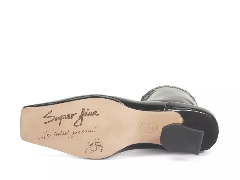 John Fluevog Countess - Black Patent | Front-Zip Booties
