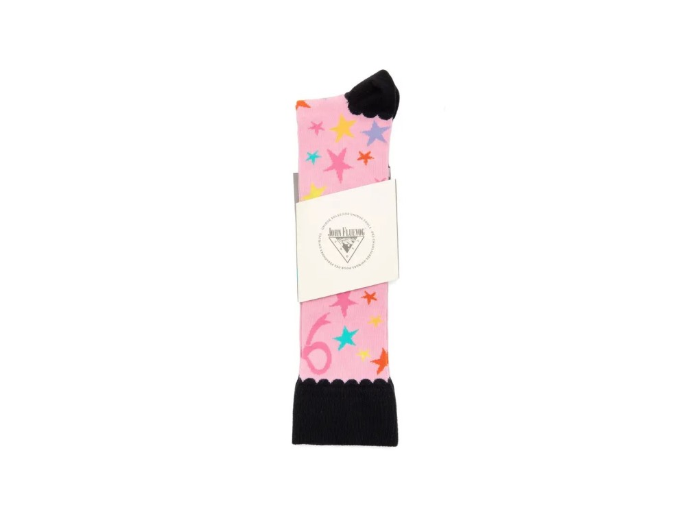 John Fluevog Zeta - Purple/Multi | Knee-High Socks With Bow Design