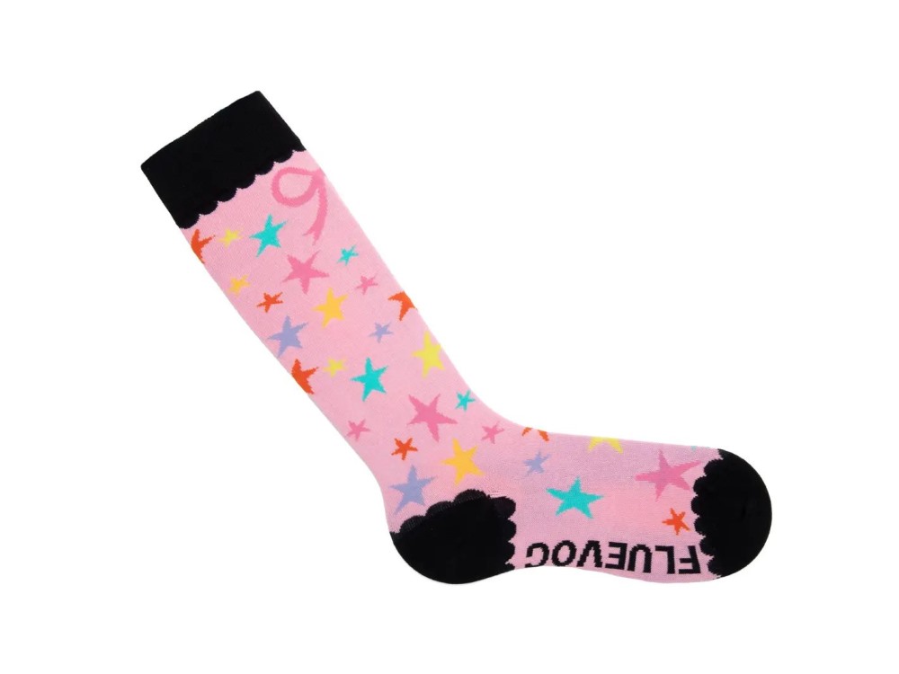 John Fluevog Zeta - Purple/Multi | Knee-High Socks With Bow Design
