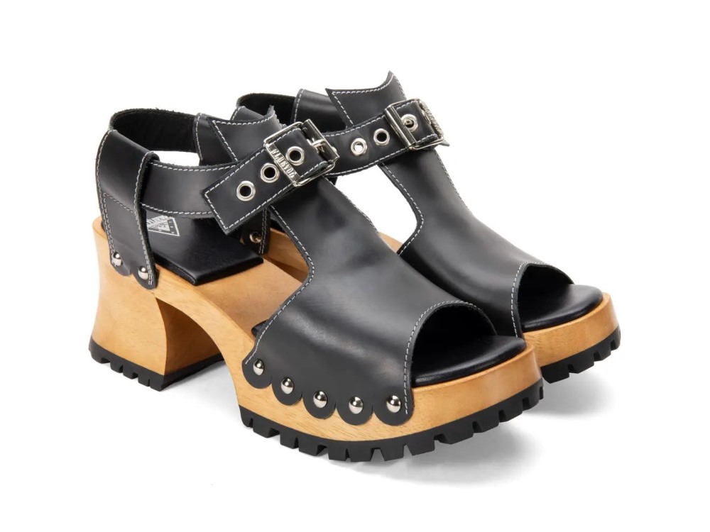 John Fluevog Een - Black | Open-Toe Clog Sandals