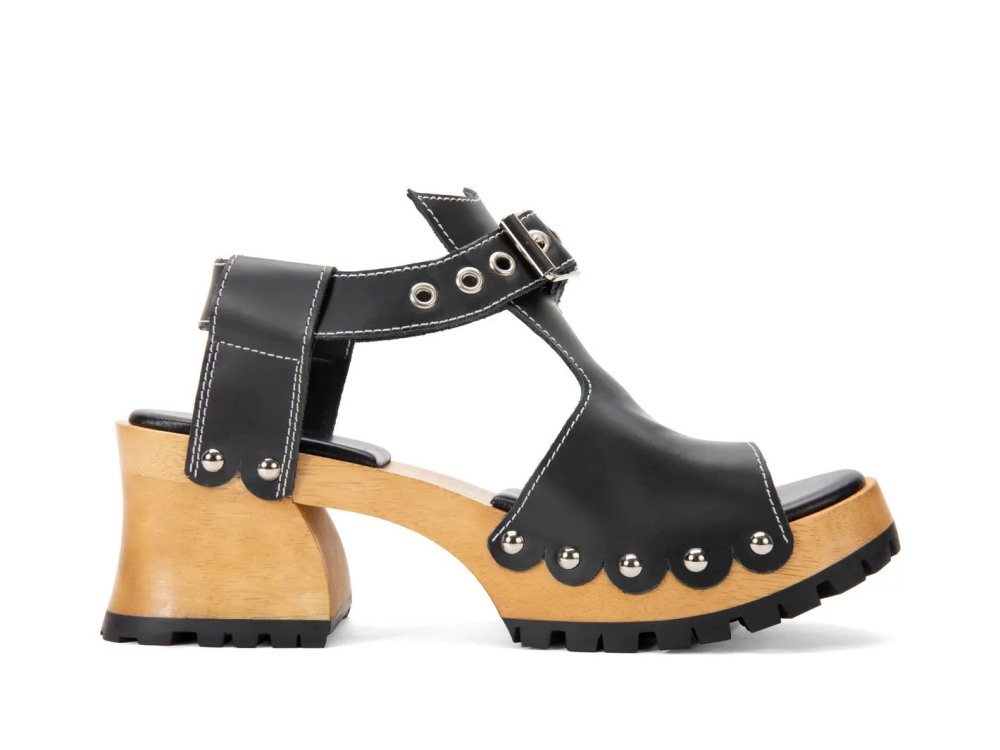 John Fluevog Een - Black | Open-Toe Clog Sandals