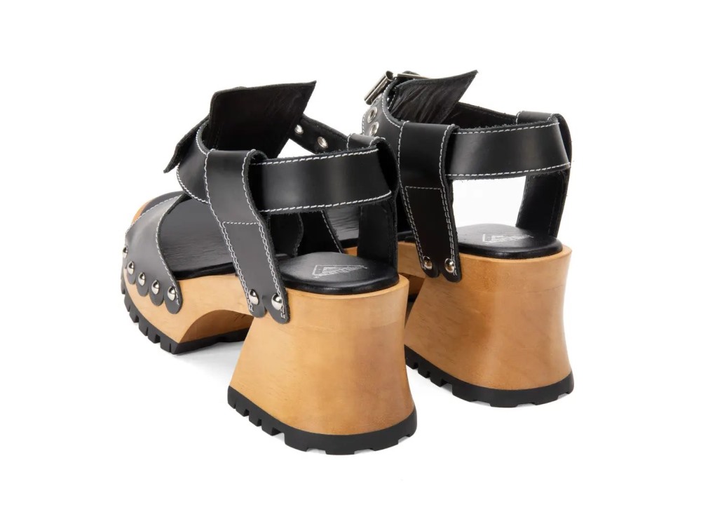 John Fluevog Een - Black | Open-Toe Clog Sandals