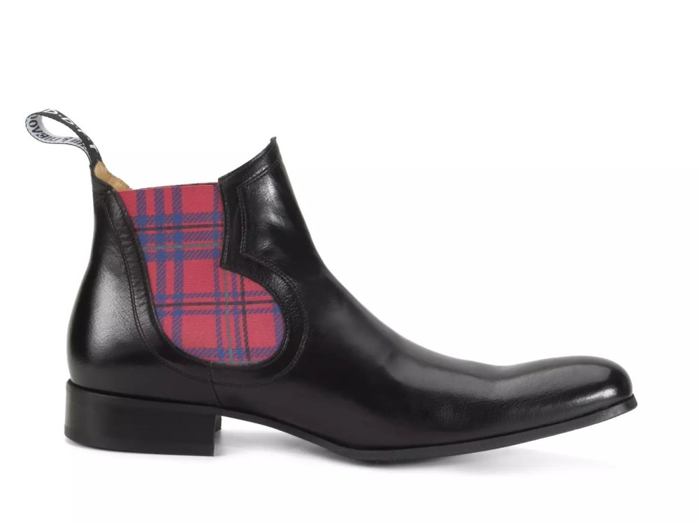 John Fluevog Rigas - Black/Red Plaid | Chelsea Boots