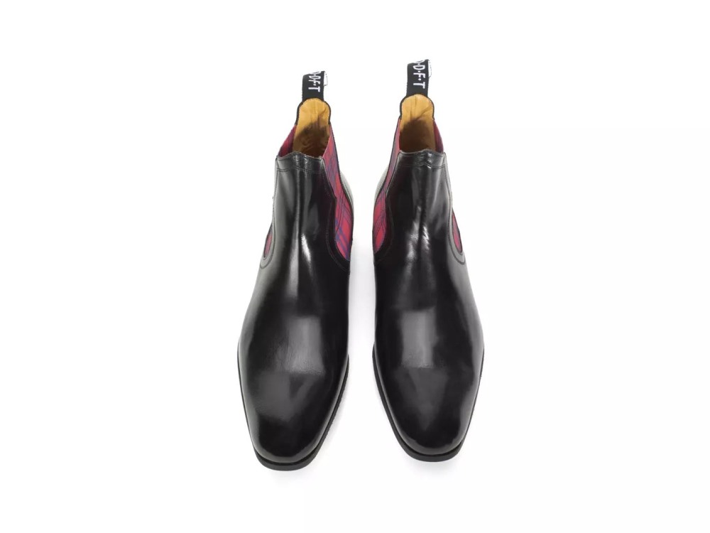John Fluevog Rigas - Black/Red Plaid | Chelsea Boots