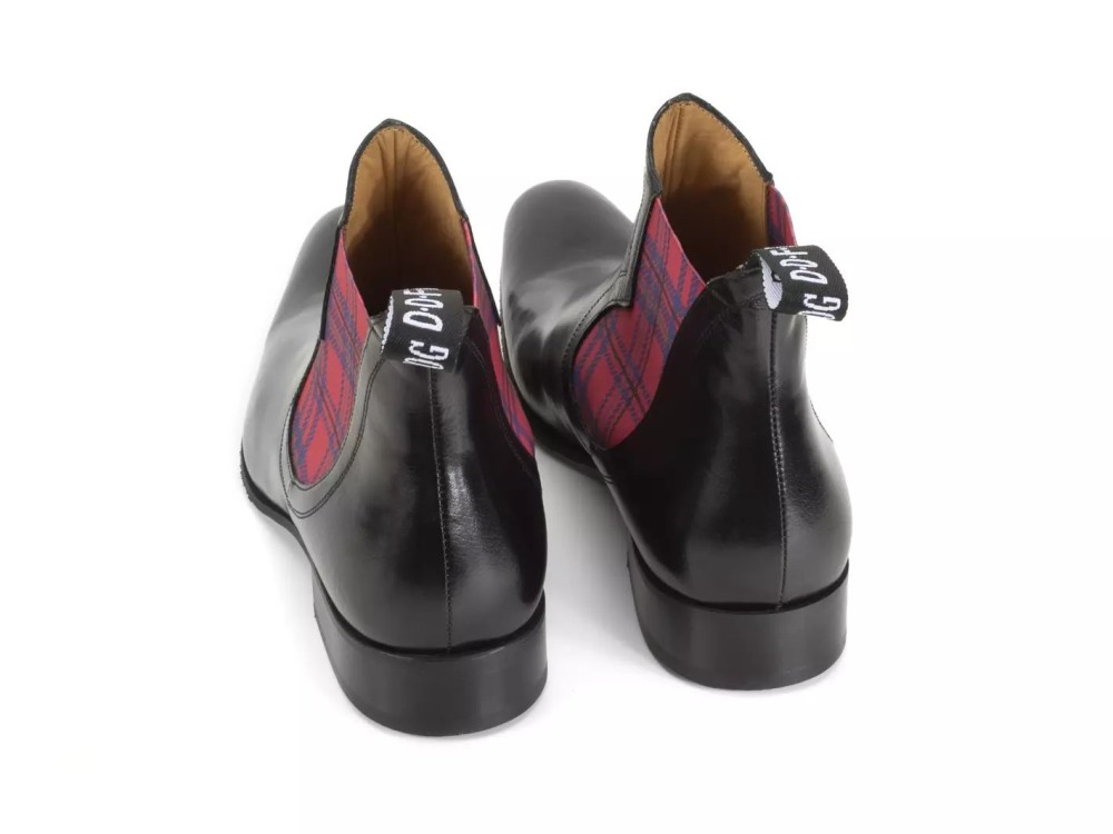 John Fluevog Rigas - Black/Red Plaid | Chelsea Boots
