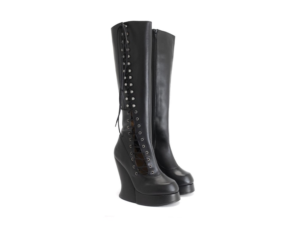 John Fluevog Grand National Boot - Black | Tall Platform Boots