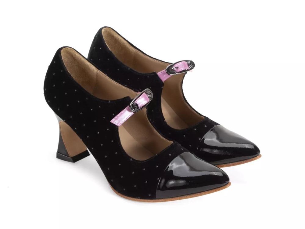 John Fluevog Malala - Black Velvet | Mary Jane Heels
