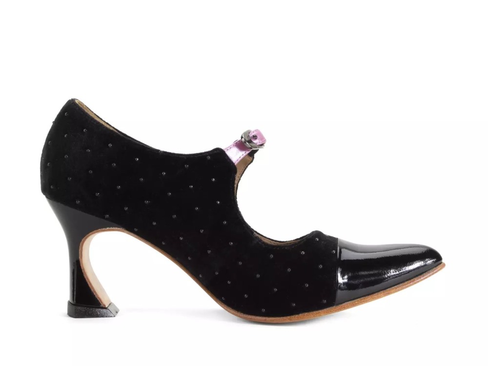 John Fluevog Malala - Black Velvet | Mary Jane Heels