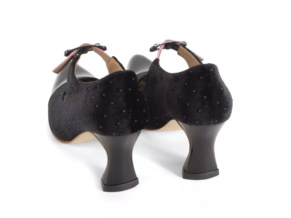 John Fluevog Malala - Black Velvet | Mary Jane Heels