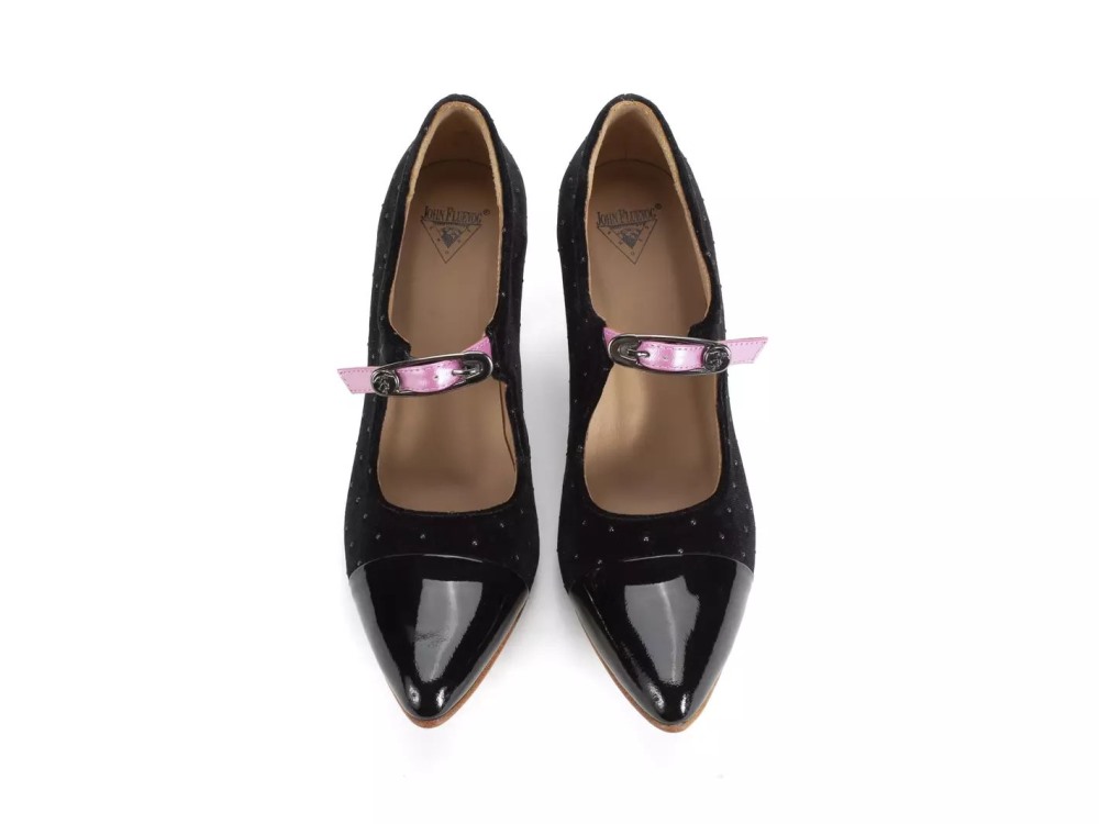 John Fluevog Malala - Black Velvet | Mary Jane Heels