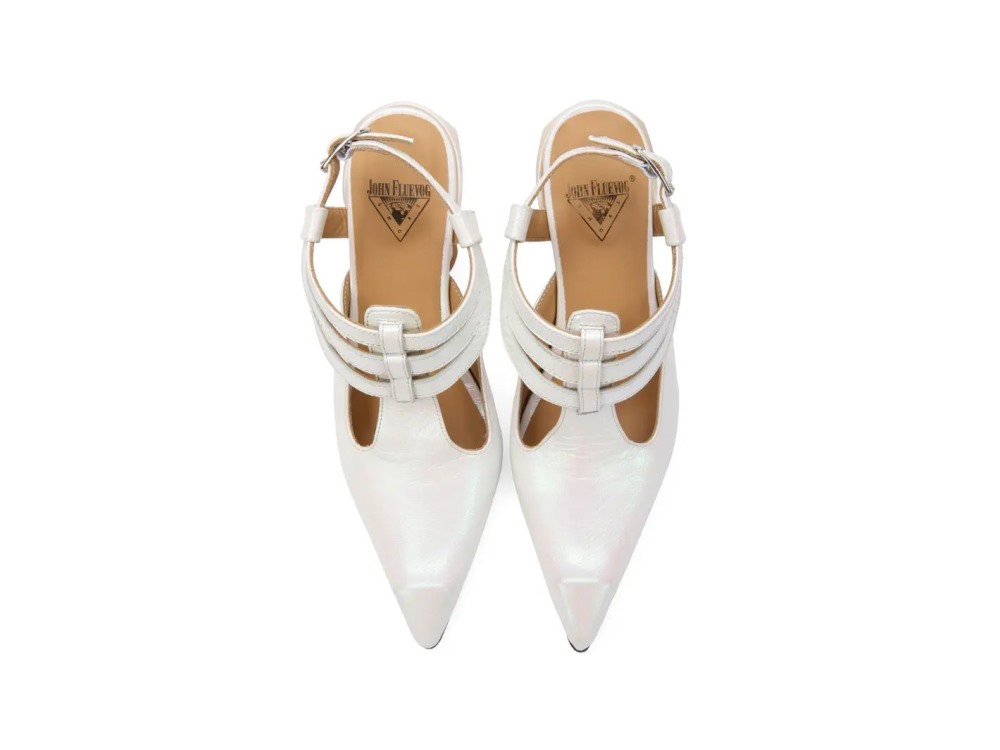John Fluevog Naomi - White | Strappy Slingback Heels