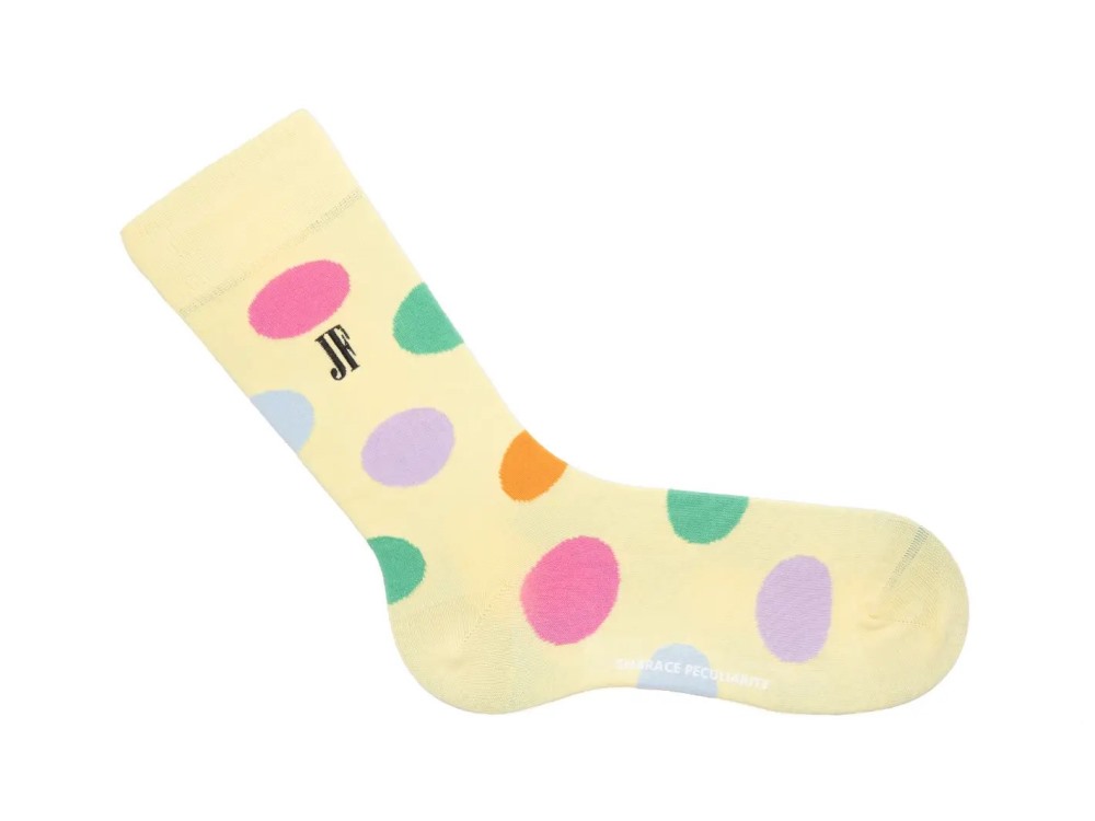 John Fluevog Pipo Vog Socks - Yellow/Pastel Multi | Polka Dot Socks