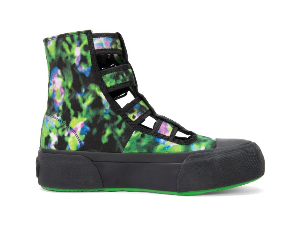 John Fluevog Givens - Green/Purple Tie-Dye Vegan | Gladiator-Style High-Tops