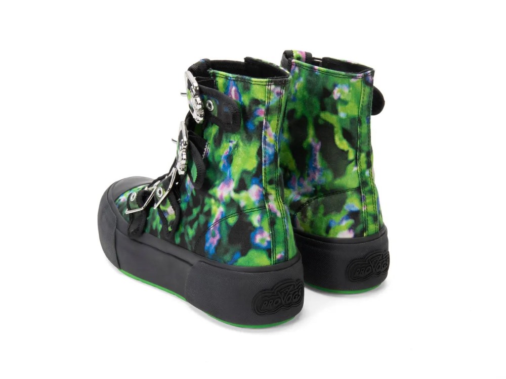 John Fluevog Givens - Green/Purple Tie-Dye Vegan | Gladiator-Style High-Tops