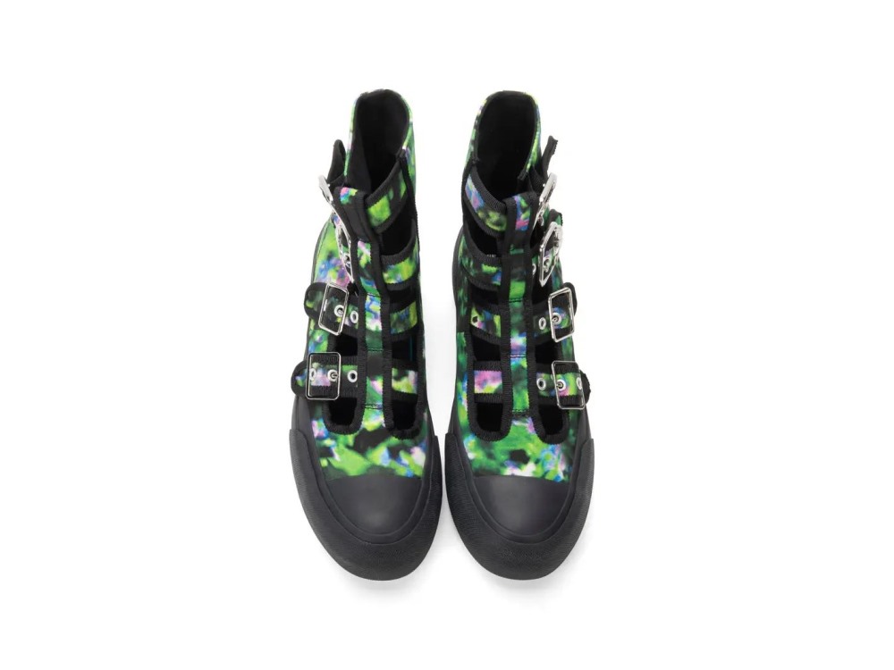 John Fluevog Givens - Green/Purple Tie-Dye Vegan | Gladiator-Style High-Tops