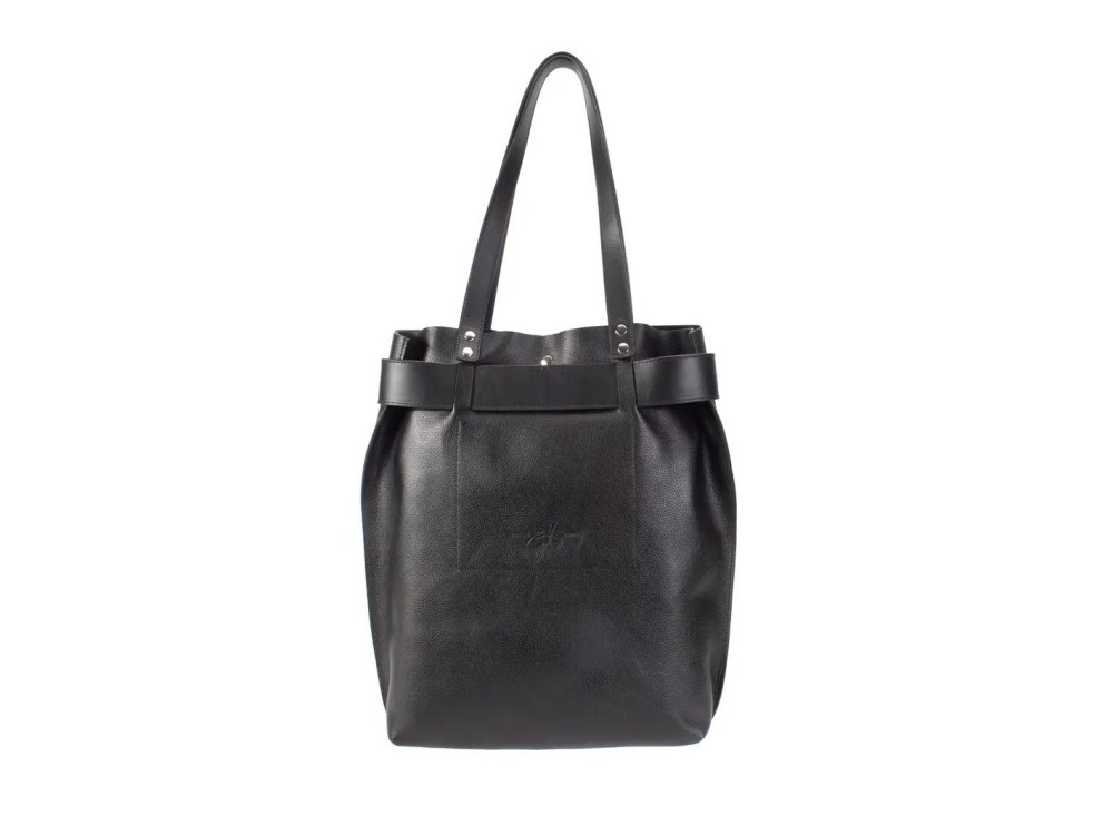 John Fluevog Lola - Black | Embossed tote bag with buckle