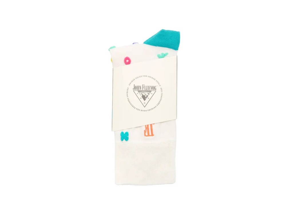 John Fluevog Timmy Vog Socks - Cream/Multi | Fluffy Icon Socks