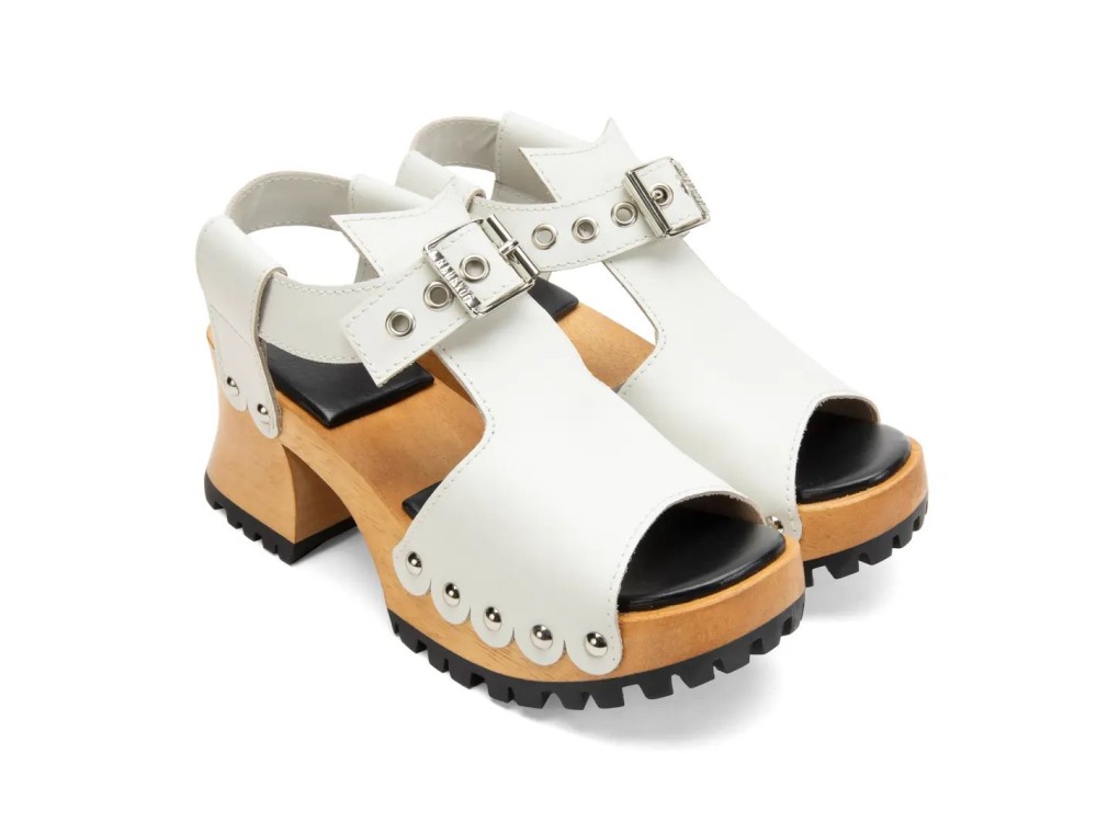 John Fluevog Een - White | Open-Toe Clog Sandals