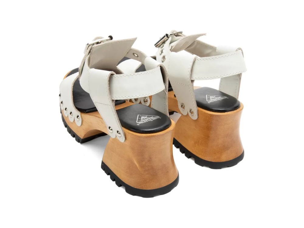 John Fluevog Een - White | Open-Toe Clog Sandals